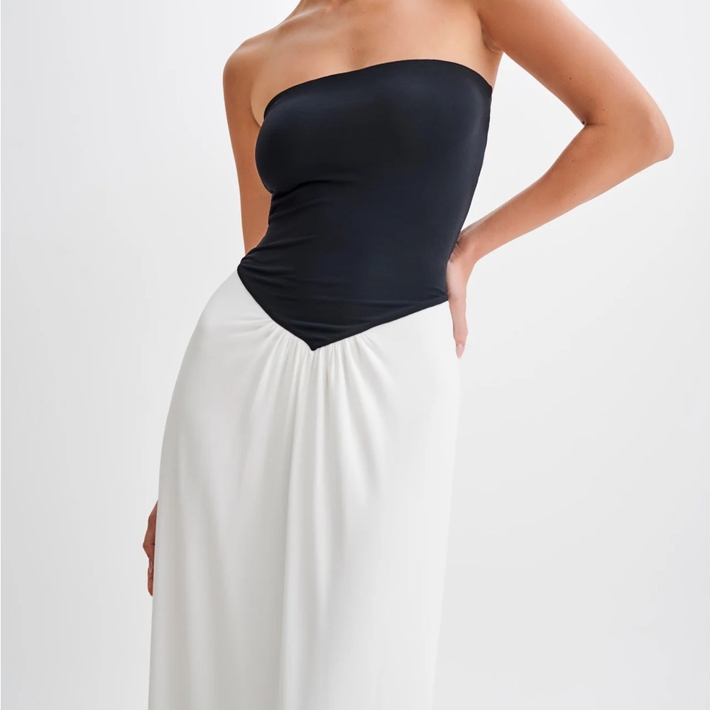 Meshki | Strapless Slinky Maxi Dress | XXXL | Black / White | NWT